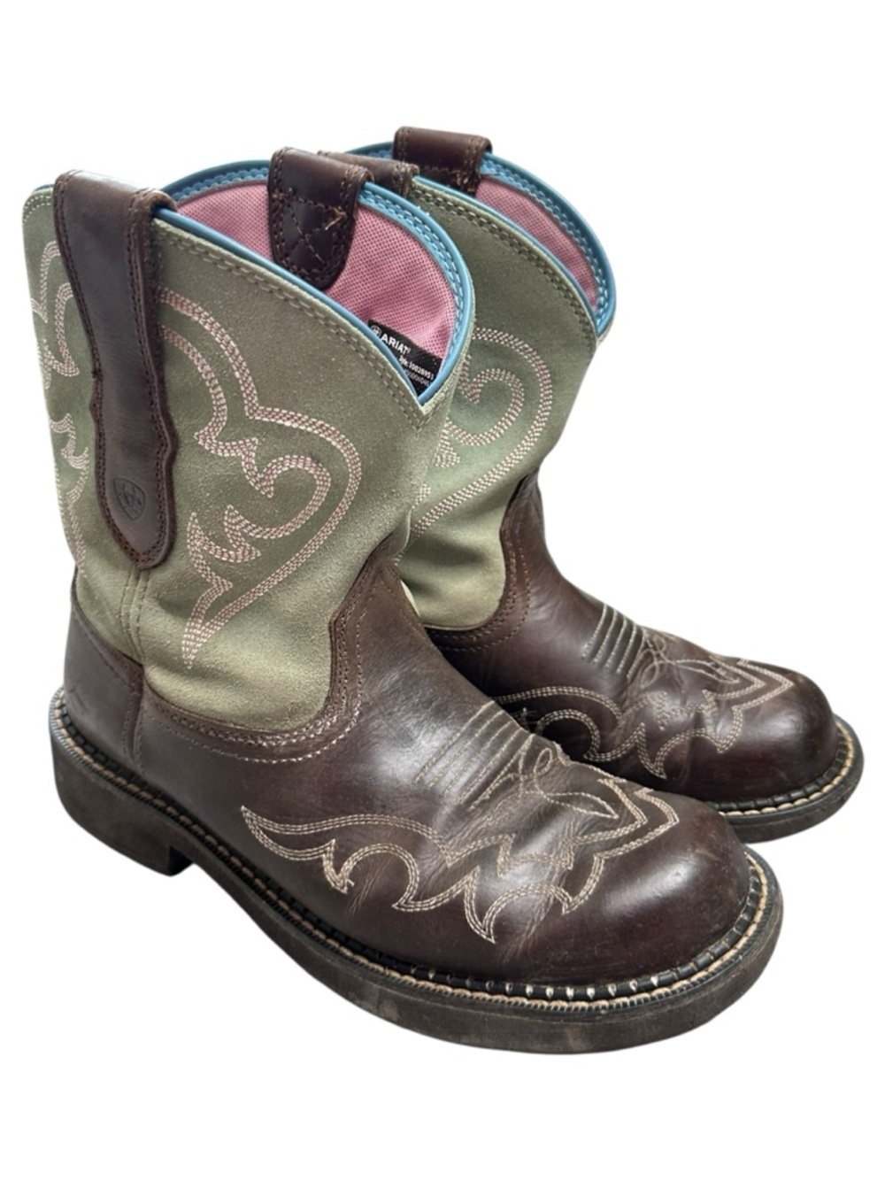Ariat Fatbaby Heritage Dapper western boots Women’s 8 Blue Brown Leather Suede